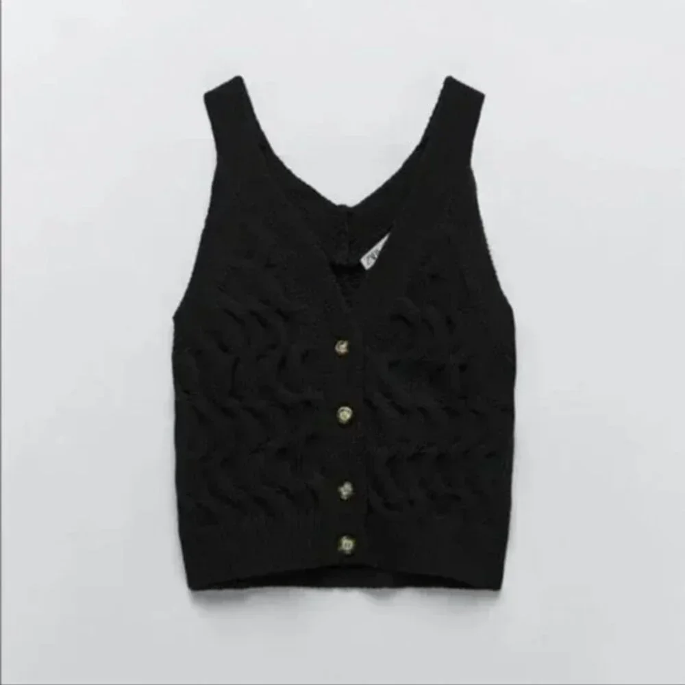 Zara Cable Knit Vest M - Picture 5 of 10